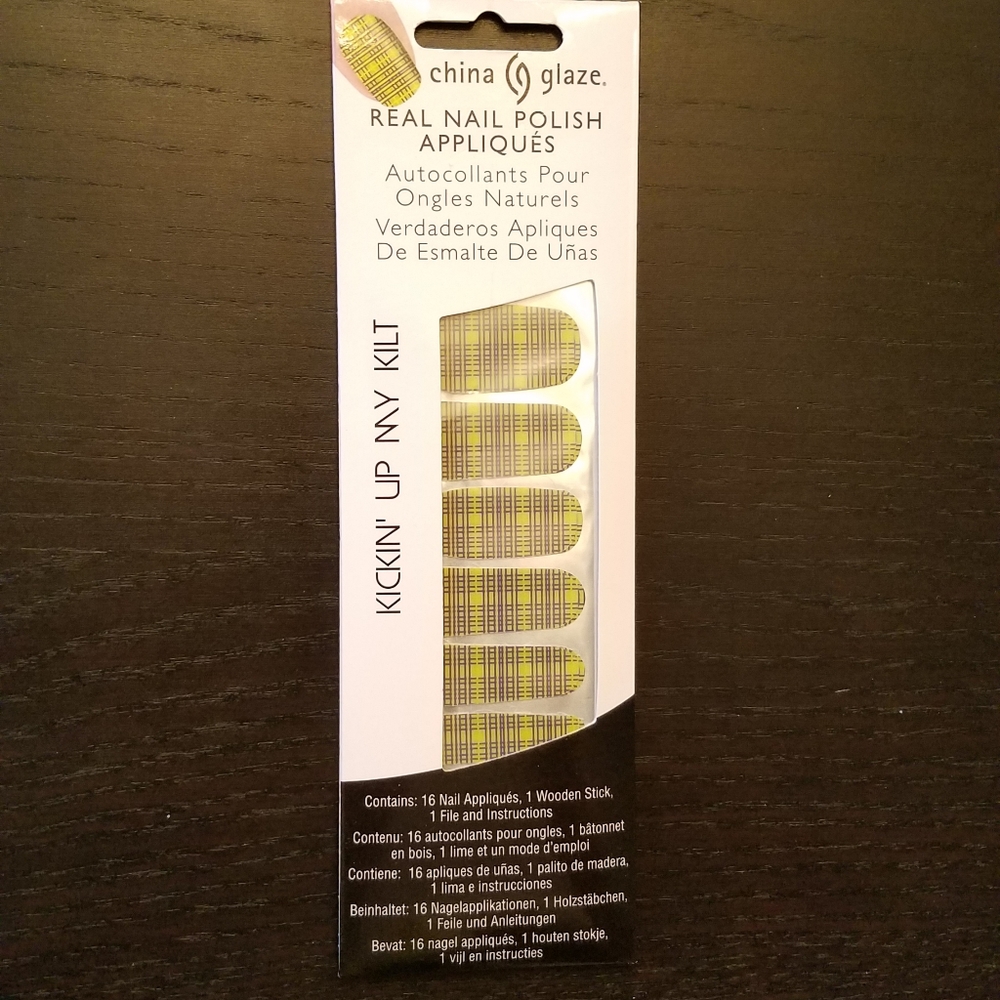 China Glaze Green Plaid Nail Strips NWT